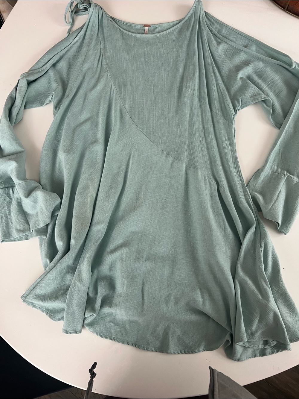 Free People Sage Green Flowing Scoop Neck Tunic